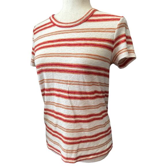 Madewell Red Ivory Striped Knit Tee Size S - Picture 2 of 6